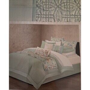 Natori Floral Bedding Set Comforter Shams Decorative Pillows Ivory New